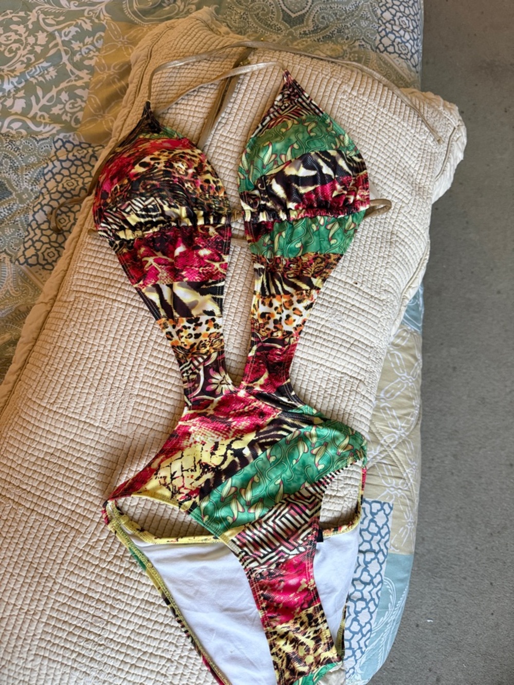 Baby Phat Green Pink Yellow Black Mixed-Print One-Piece Monokini